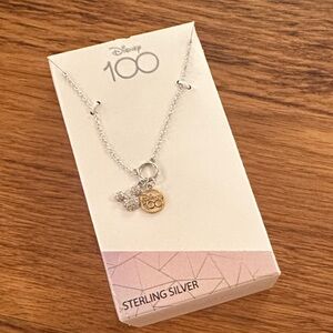 Disney 100 Sterling Silver Necklace with Gold tone Charm